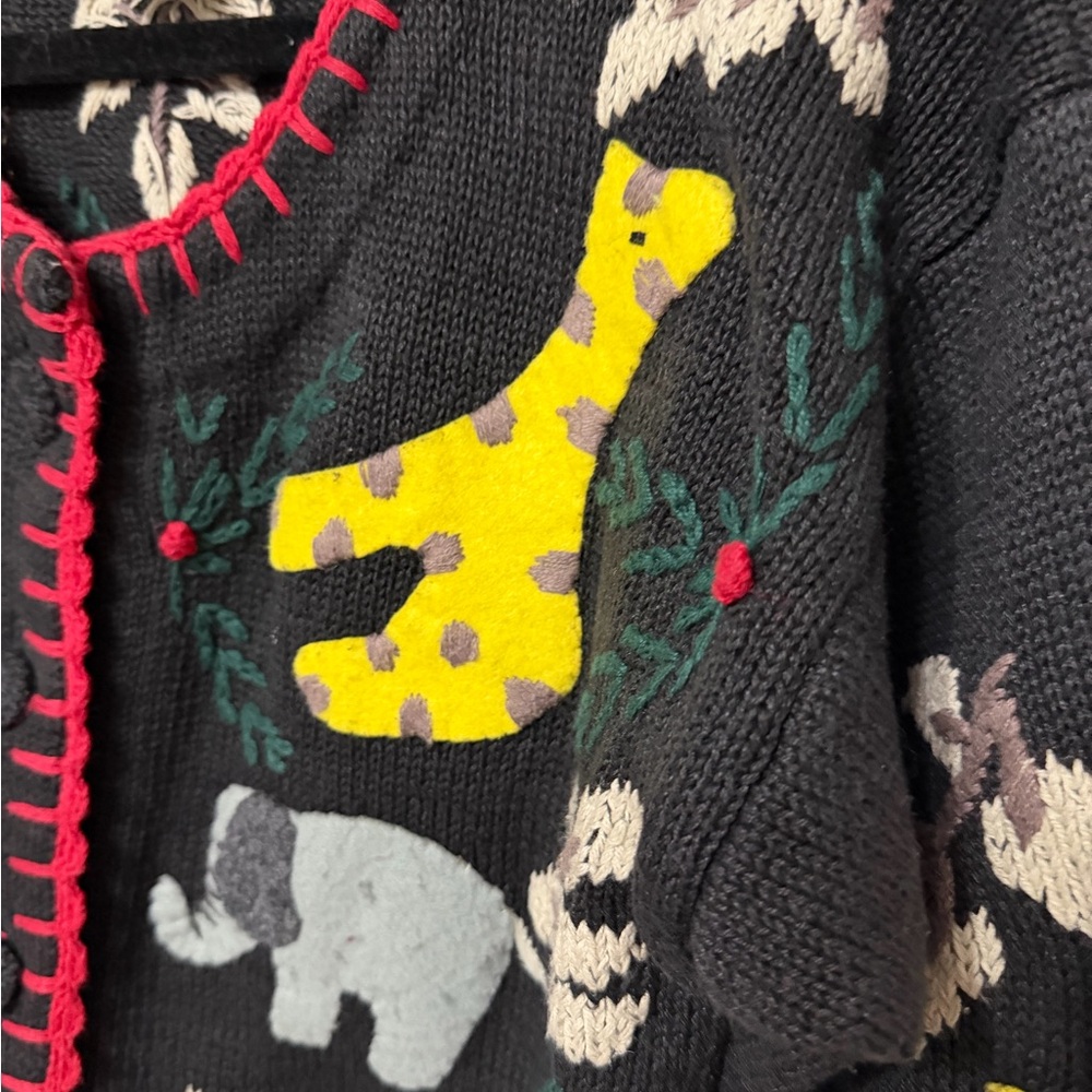 VINTAGE Jodi Blake one of a‎ kind felt animal cardigan sweater size small - Picture 3 of 7